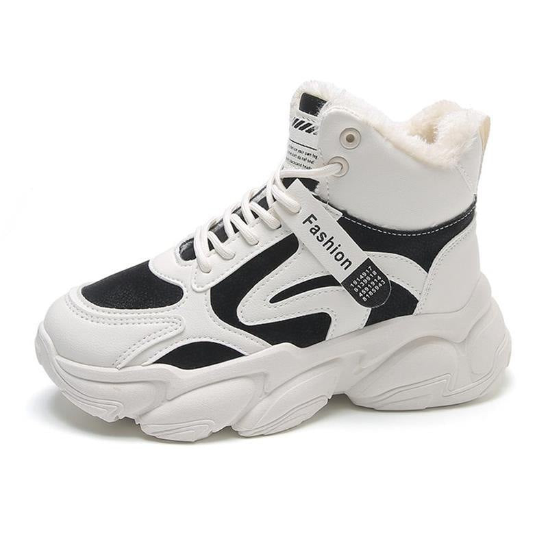 Damen Modische High-Top Sneakers mit warmem Innenfutter und rutschfester Sohle EB