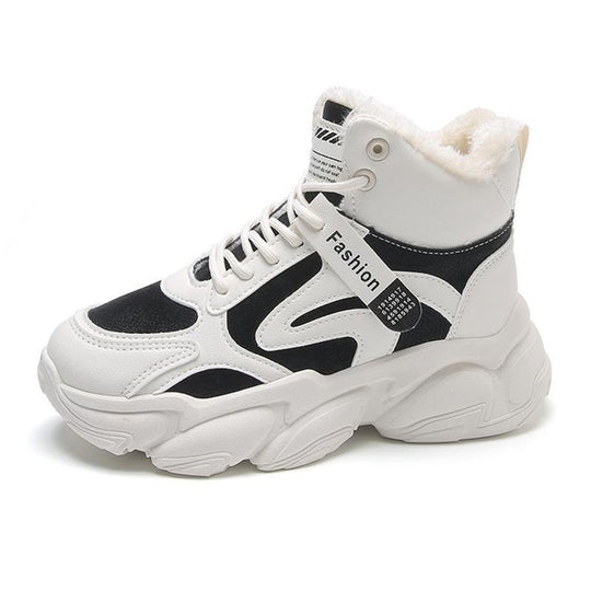 Damen Modische High-Top Sneakers mit warmem Innenfutter und rutschfester Sohle EB