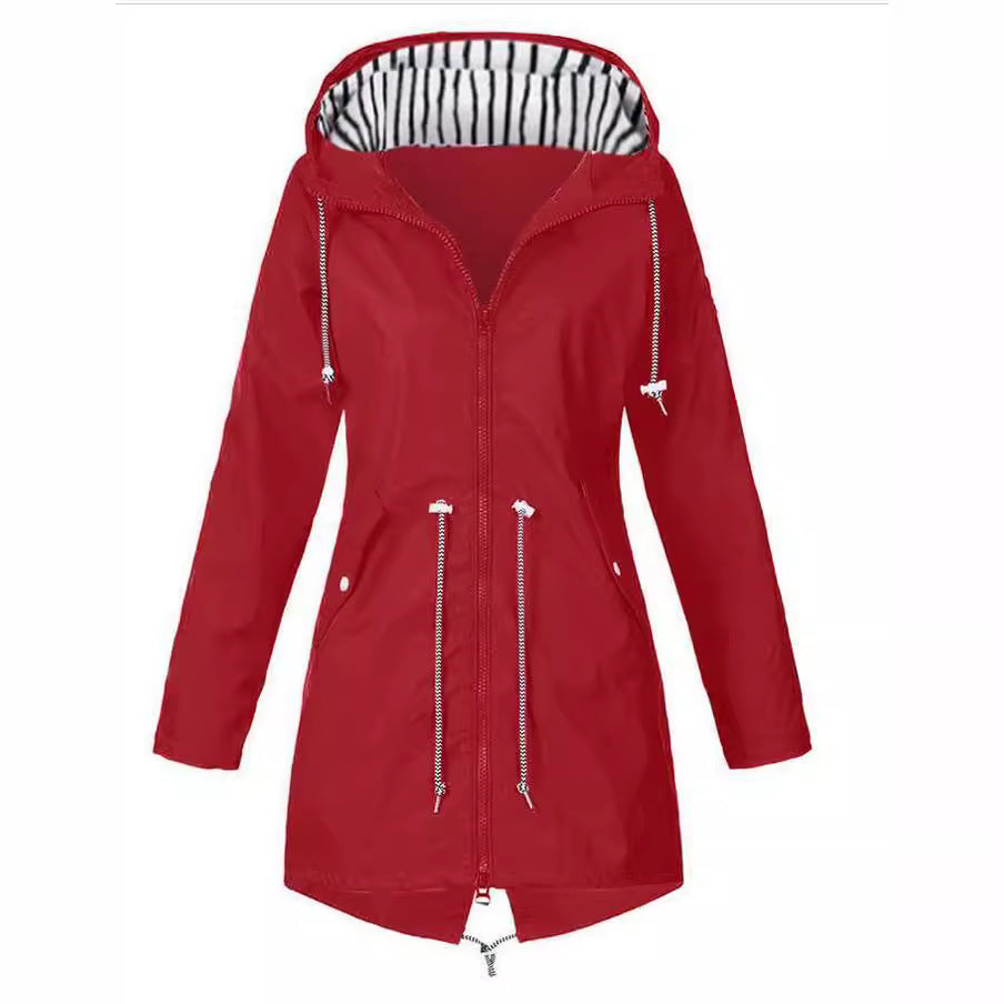 Damen nan taillierte Parka-Jacke mit Kapuze, Kordelzugbund und verdecktem Reißverschluss EB