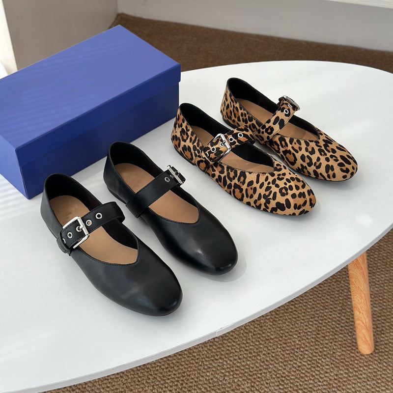 Damen elegante Ballerinas mit modischem Schnallen-Detail EB