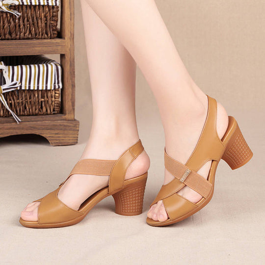 Damen elegante Riemchen-Sandalen mit komfortablem Blockabsatz EB