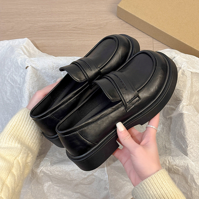 Damen modische und komfortable Loafers mit eleganter Lederoberfläche EB