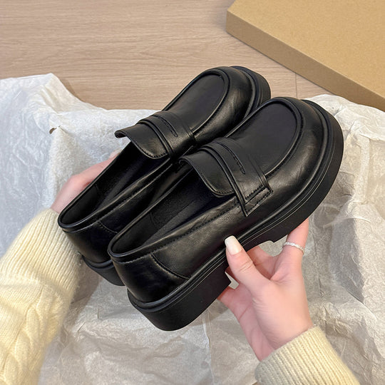Damen modische und komfortable Loafers mit eleganter Lederoberfläche EB