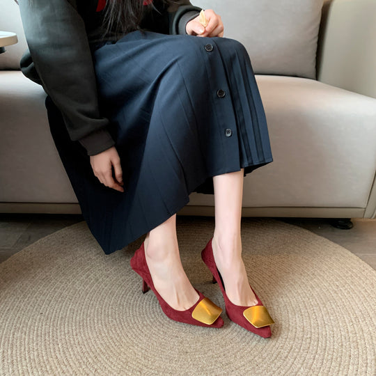 Damen Elegante Pumps mit modischem Gold-Akzent EB