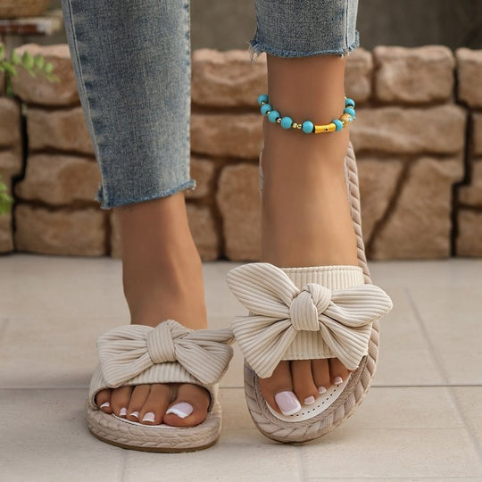 Damen modische Espadrilles mit dekorativem Schleifen-Detail EB
