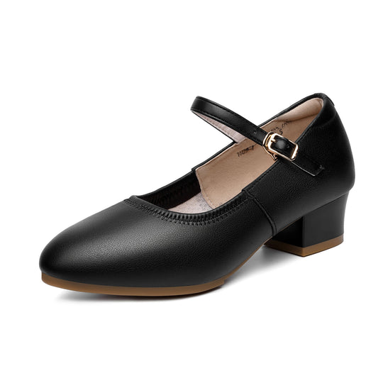Damen elegante Mary Jane Schuhe mit verstellbarem Riemen und Blockabsatz EB