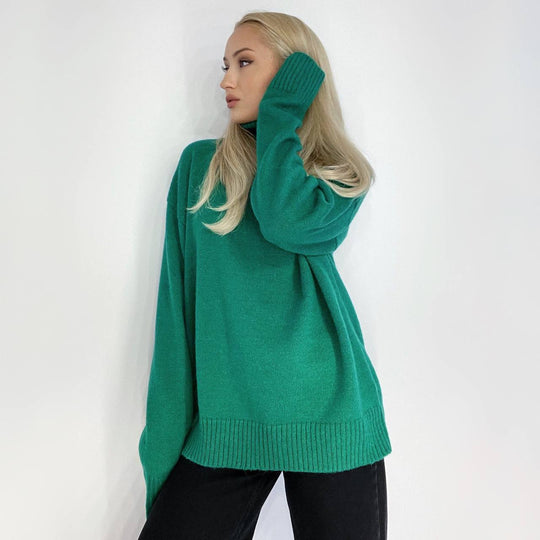 Damen eleganter Rollkragenpullover aus feinem Strick EB