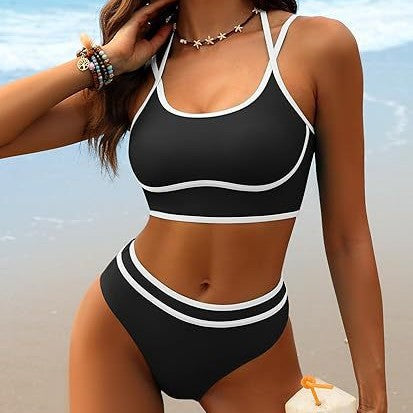 Damen Sportliches Bikini-Set mit modischem Schnitt und farblichen Akzenten EB