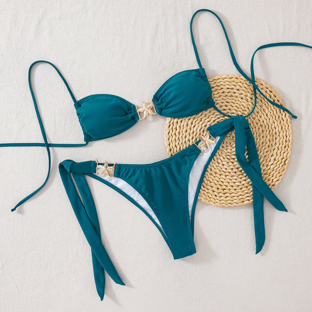 Damen Push-Up Bikini mit glamourösem Gold-Detail EB