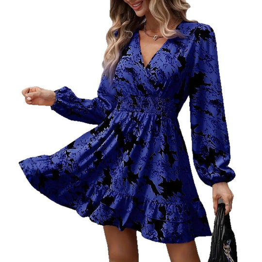 Damen Minikleid mit V-Ausschnitt und Volants EB