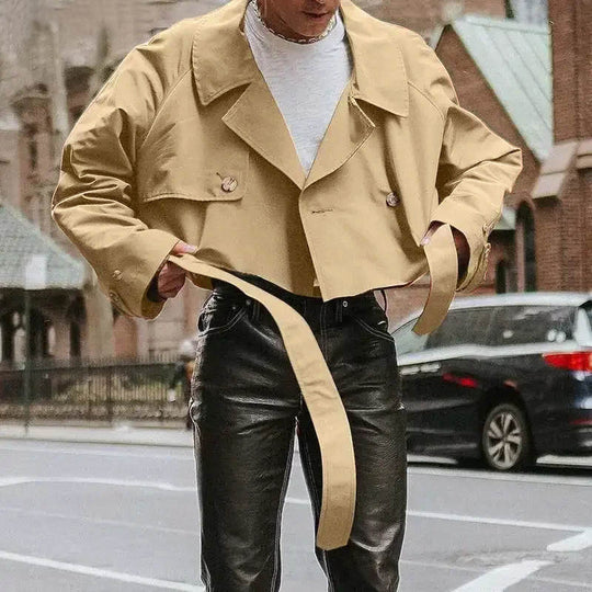 Damen Kurze Jacke mit doppelter Knopfleiste und bindbarem Saum EB