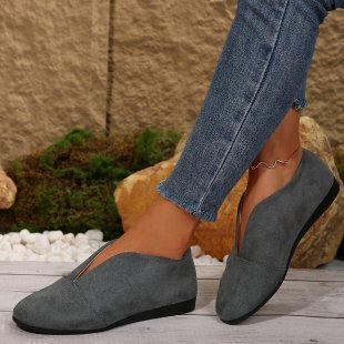 Damen elegante Slipper mit ausgefallenem V-Ausschnitt und bequemer Sohle EB