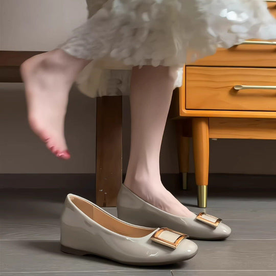 Damen Ballerinas mit modischer Schnallenverzierung und komfortablem Fußbett EB