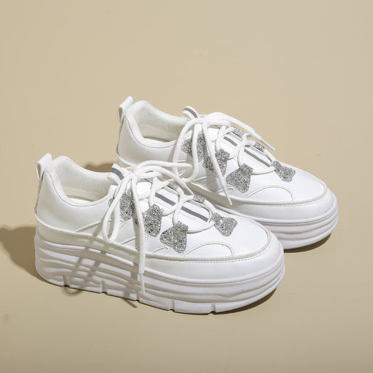 Damen Sportliche Plattform Sneakers mit glitzernden Akzenten EB