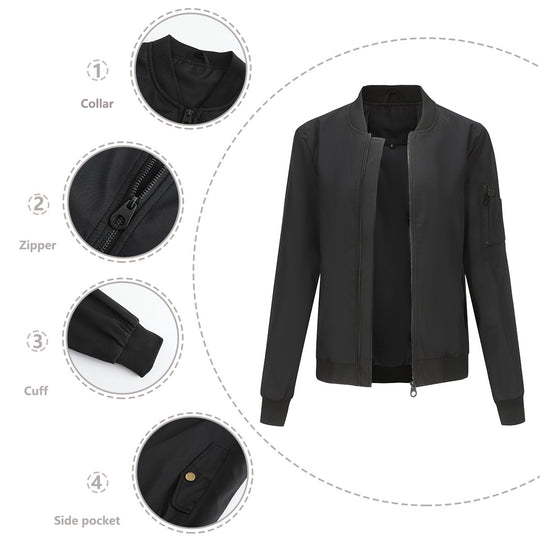 Damen modische Bomberjacke mit praktischen Reißverschlusstaschen und sportlichem Kragen EB
