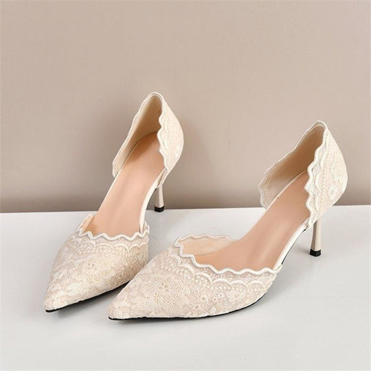 Damen elegante Slingback-Pumps mit zarter Spitzenverzierung EB