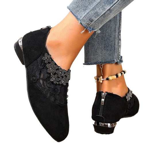 Damen Elegante und filigrane Ballerinas mit floralen Details EB