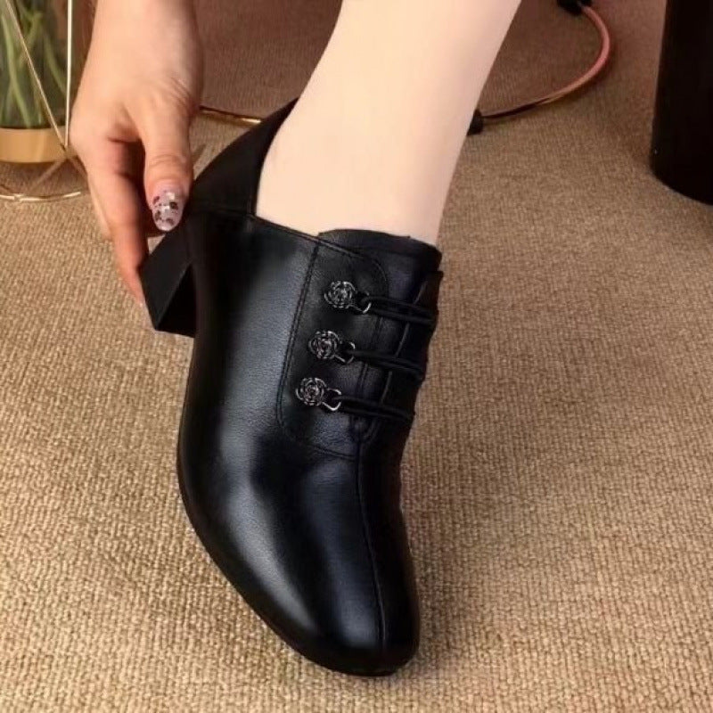 Damen elegante Schnürschuhe mit tiefem Blockabsatz und modischem Design EB
