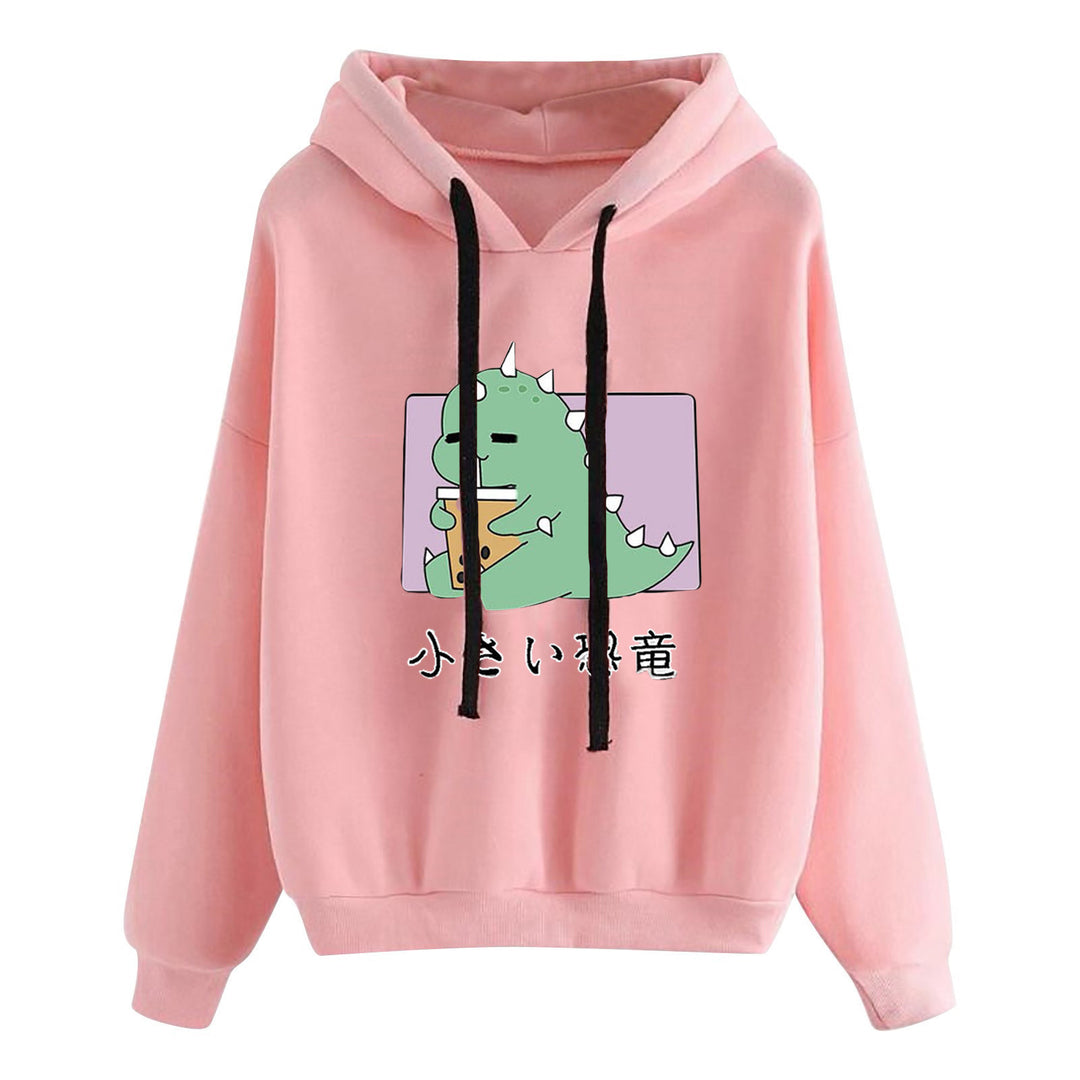 Damen nan kurz geschnittener Cropped-Kapuzenpullover mit niedlicher Frosch-Illustration und verstellbarer Kapuze EB
