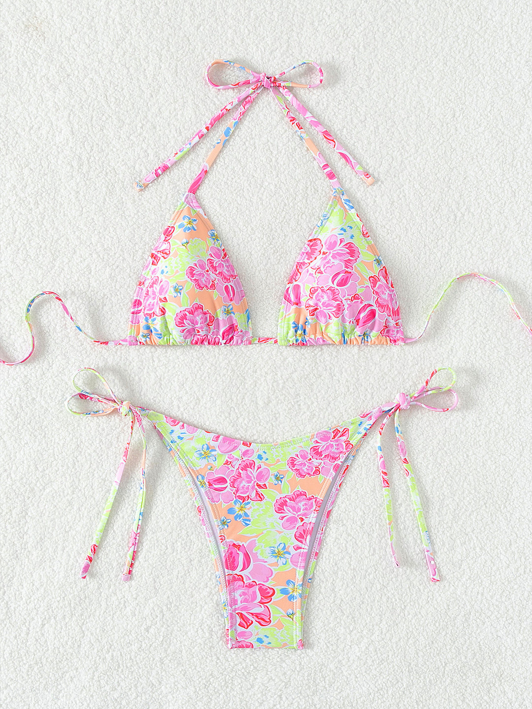 Damen Triangel-Bikini mit verspieltem Palmenmuster EB