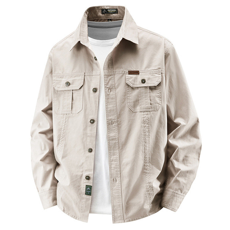 Herren nan leichte Overshirt-Jacke mit Klappbrusttaschen und klassischem Hemdkragen EB