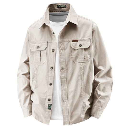 Herren nan leichte Overshirt-Jacke mit Klappbrusttaschen und klassischem Hemdkragen EB