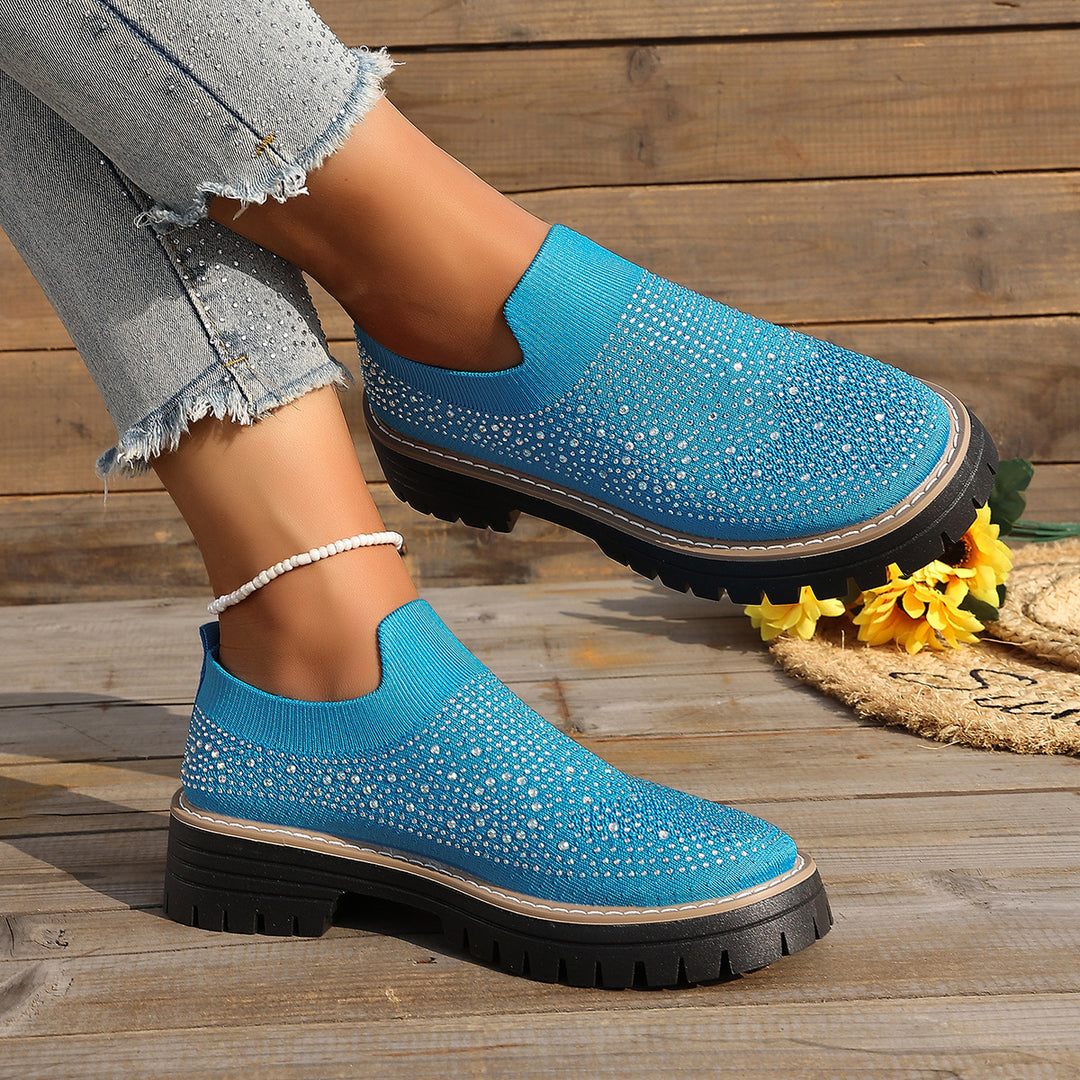 Damen Glitzernde Slip-On Sneakers mit verstärkter Sohle EB