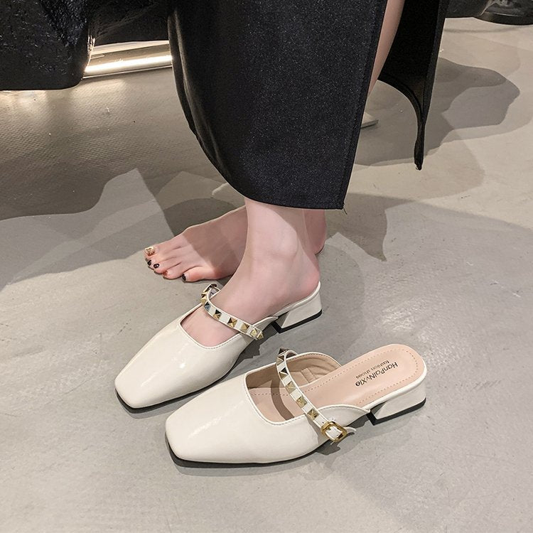 Damen elegante Slingback-Mules mit modischem Absatz EB