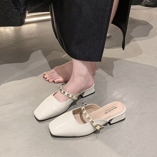 Damen elegante Slingback-Mules mit modischem Absatz EB