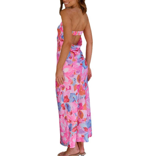 Damen Maxikleid im modernen Tube-Style mit blühendem Floral-Design EB