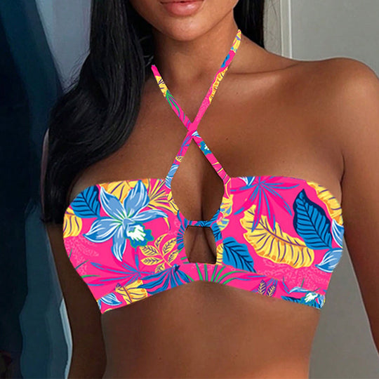 Damen Bandeau-Bikini mit kreativen Kreuzdetails EB