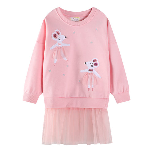 Mädchen Sweatshirt mit Tüllrock und niedlicher Tierstickerei EB