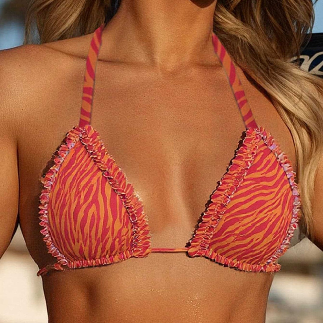 Damen Triangel-Bikini mit fransigen Akzenten EB