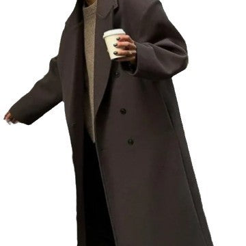 Damen Klassischer Oversized-Designer-Mantel mit doppelter Knopfreihe und weichem Futter EB