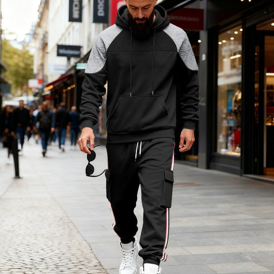 Herren nan zweiteiliges Utility-Freizeitset mit Kapuzenpullover und Cargo-Jogginghose EB