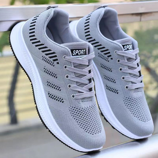Damen Sportliche Schnür-Sneakers mit atmungsaktiver Mesh-Oberfläche und dämpfender Sohle EB