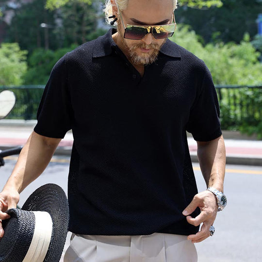 Herren Poloshirt mit strukturiertem Gewebe und kurzen Ärmeln EB