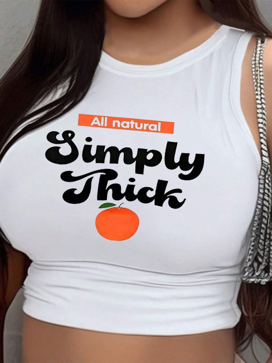 Damen Crop-Top mit modernem Grafikdruck und trendiger Schnalle EB