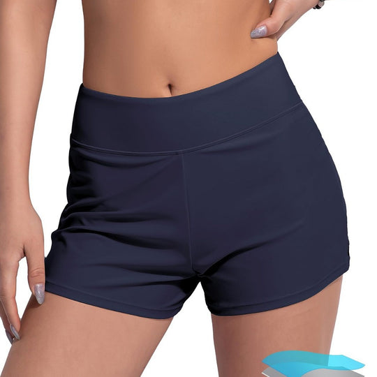 Damen Hochgeschnittene Sport-Badeshorts mit elastischem Bund EB