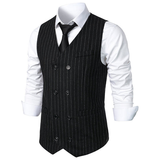 Herren elegante Anzugweste im klassischen Nadelstreifen-Design mit praktischen Taschen EB