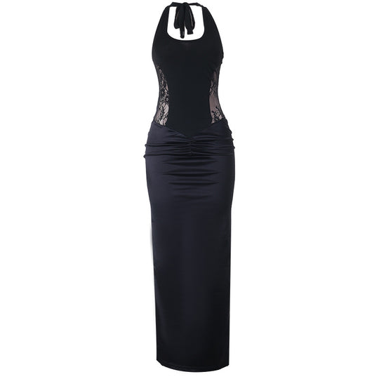 Damen Elegantes Maxikleid mit raffiniertem Spitzenoberteil und fließendem Rock EB