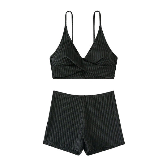 Damen Hochwertiges Zweiteiler Bikini-Set mit Wellenmuster EB