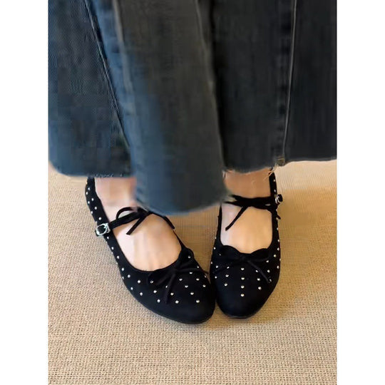 Damen Elegante Ballerinas mit funkelnden Nieten und bequemer Sohle EB