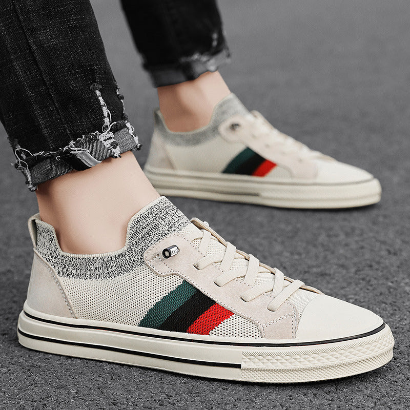 Damen lässige und luftige Sneakers mit elastischem Kragen und modischem Streifen EB