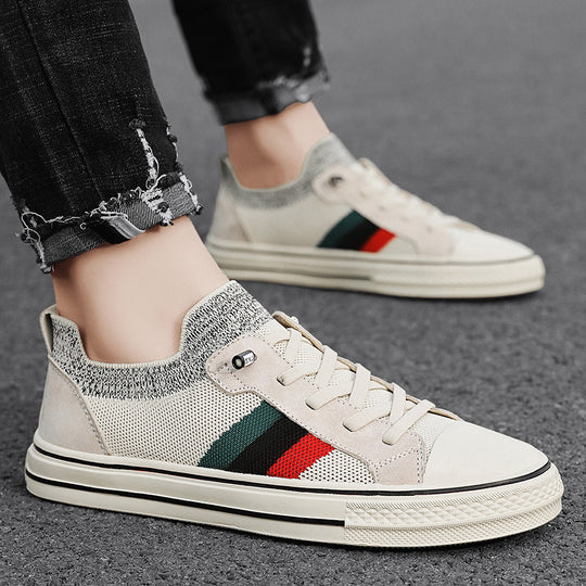 Damen lässige und luftige Sneakers mit elastischem Kragen und modischem Streifen EB
