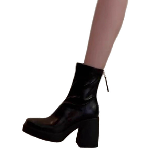 Damen elegante Stiefeletten mit moderner Silhouette und robustem Blockabsatz EB