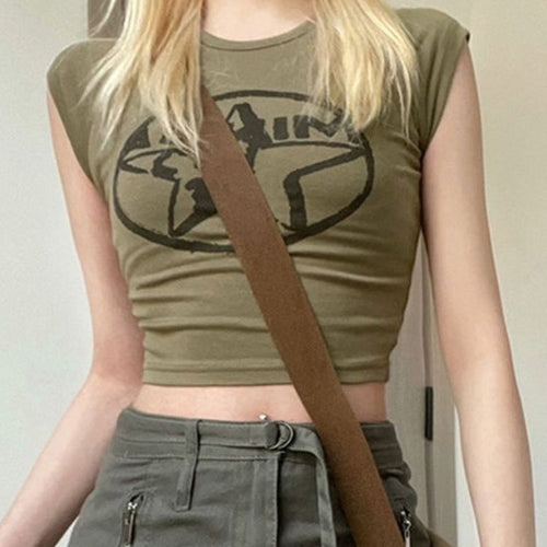Damen Crop-Top mit kreativem Grafikprint und figurbetontem Schnitt EB