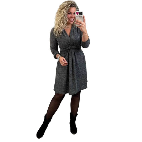 Damen Wickelkleid mit eleganter Raffinesse und schmeichelndem V-Ausschnitt Heidi-Mode