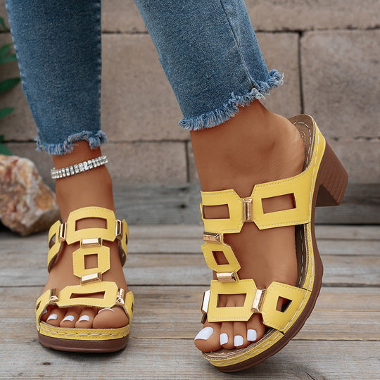 Damen Plateau-Sandalen mit modischem Schmuckdetail EB