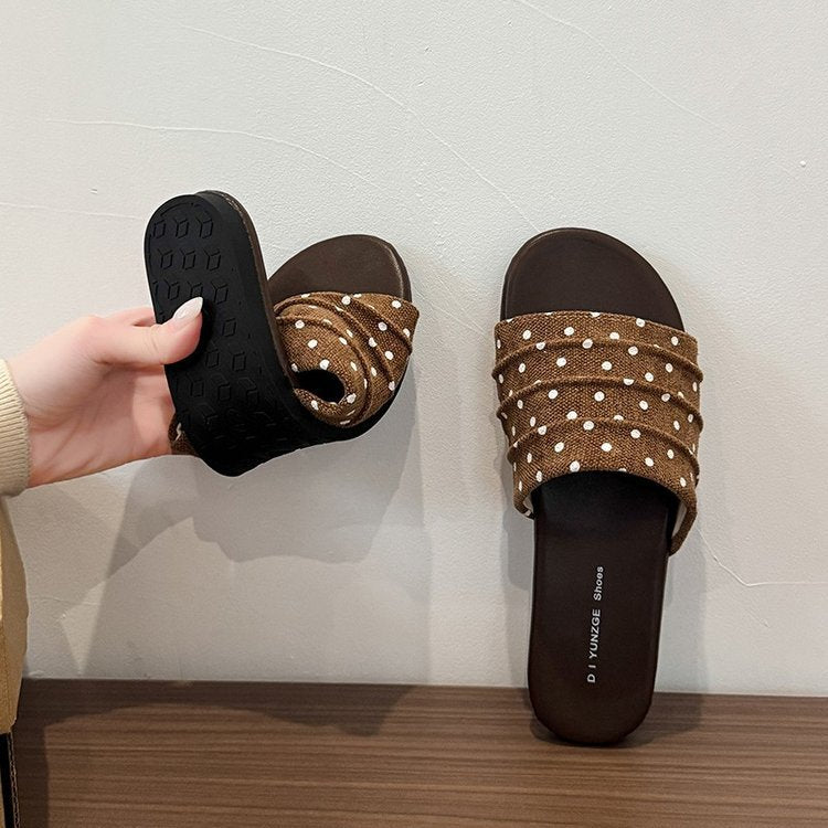 Damen Komfortable Pantoletten mit dekorativem Punkte-Design EB
